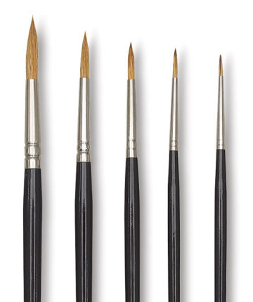 Blick Pointed Scholastic Round Brushes - Closeup of Set of 5
