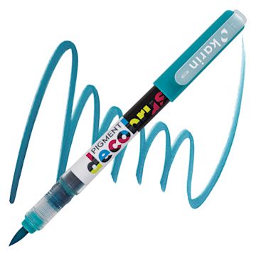 Open in modal - Karin Pigment Decobrush Marker - Turquoise marker and swatch