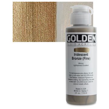 Open in modal - Golden Fluid Acrylic - Iridescent Bronze (Fine), 4 oz bottle and swatch