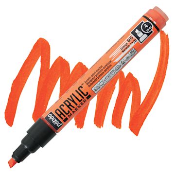 Open in modal - Pebeo Acrylic Marker - Orange, 4 mm, Chisel Nib marker and swatch