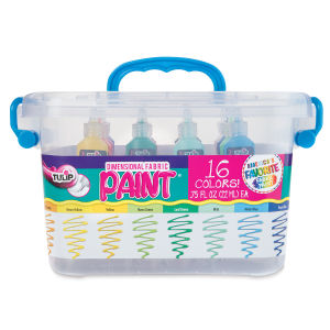 Tulip Dimensional Fabric Paint Set - Big Box Party Kit - 16 pc Rainbow Colors in Package/Storage Tub