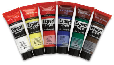 Amsterdam Expert Series Acrylic Paint Sets - components of 6 pc set shown