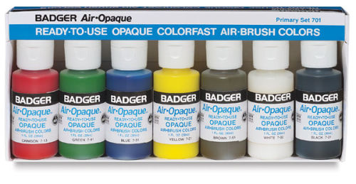 Badger Air-Brush Company Air-Opaque Airbrush Ready Water Based Acrylic  Paint, Primary, 1-Ounce Each, Set of 7