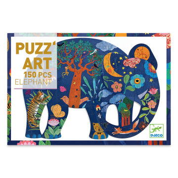 Djeco Puzz'Art - Top view of package of 150 pc Elephant puzzle