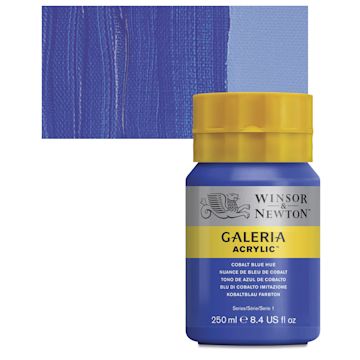 Open in modal - Winsor & Newton Galeria Flow Acrylic - Cobalt Blue Hue, 250 ml tube and swatch