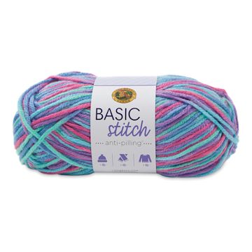 Open in modal - Lion Brand Basic Stitch Anti-Pilling Yarn - Skein of Blue/Purple Critter Craze color shown