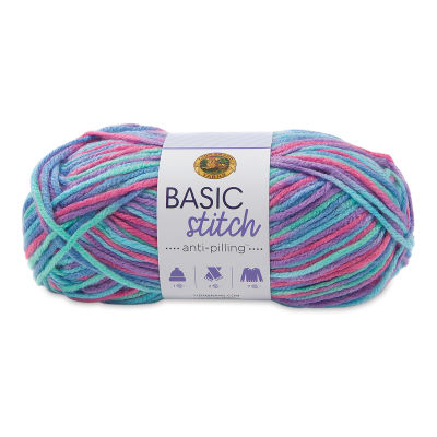 Lion Brand Basic Stitch Anti-Pilling Yarn - Skein of Blue/Purple Critter Craze color shown