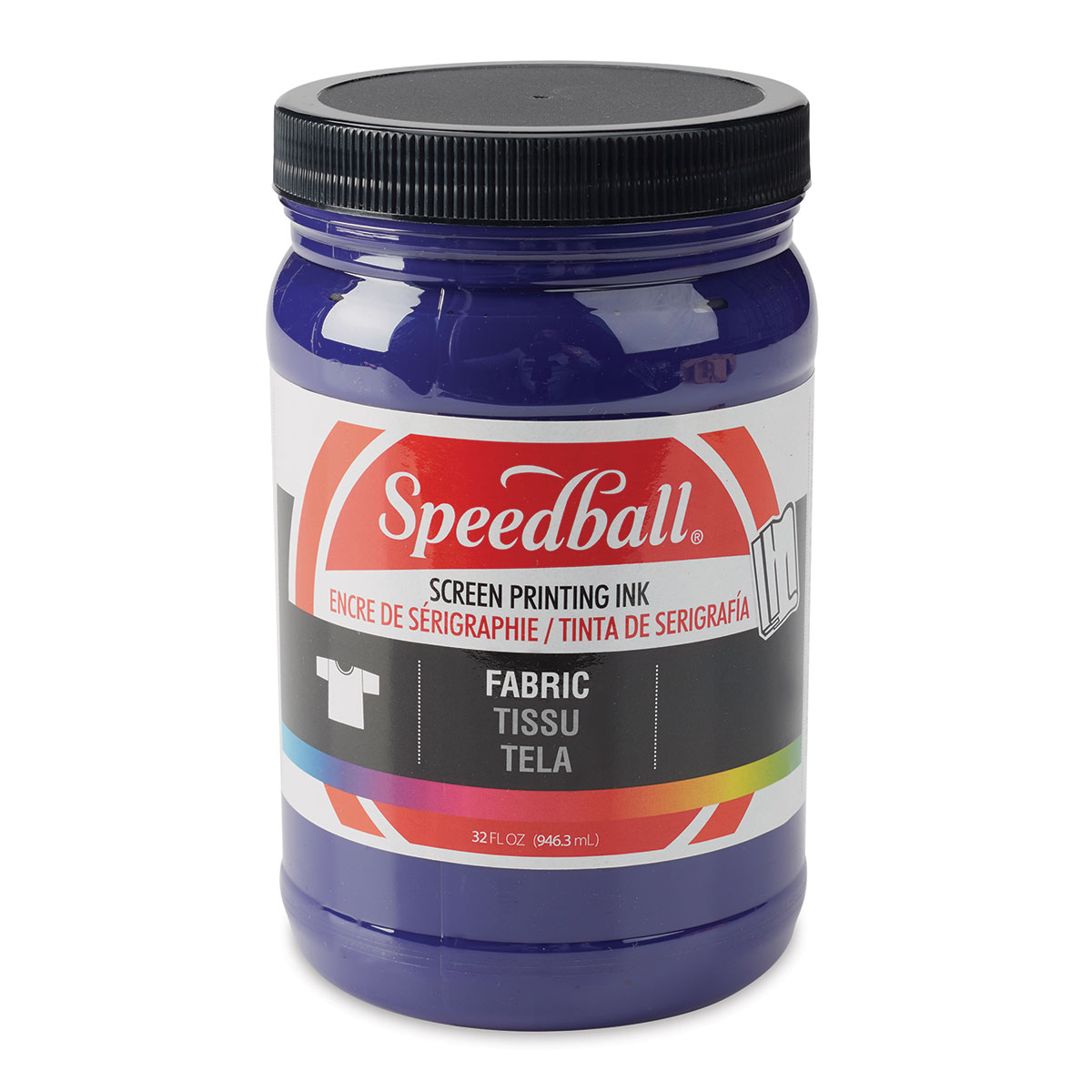Speedball 4504W Fabric Screenprinting Ink Set, Black, Green, White, Blue, Yellow, Red