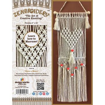 Design Works Zenbroidery Macramé Kits - Front of Have a Heart Kit package