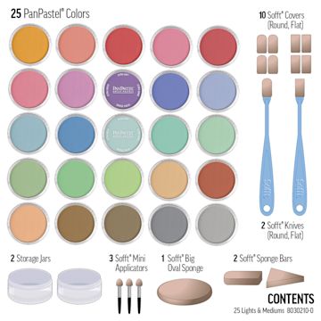 Open in modal - PanPastel Artists' Painting Pastels Set - Light & Medium Colors, Set of 25 - contents