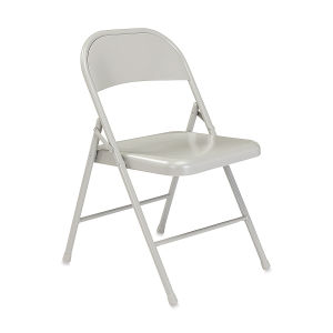 National Public Seating Commercialine Folding Chair shown in Gray front view