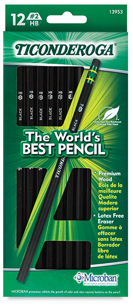 Ticonderoga Woodcase Pencil, 2 HB, Black - 12 count