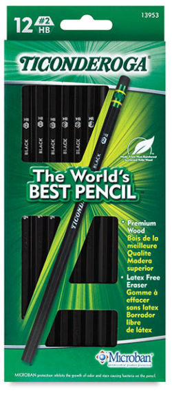 Download Dixon Ticonderoga No. 2 Soft Black Pencils - Matte Black, Box of 12 | BLICK Art Materials