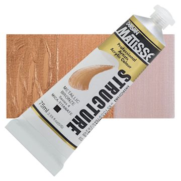 Open in modal - Matisse Structure Paint - Metallic Bronze, 75 ml tube and swatch