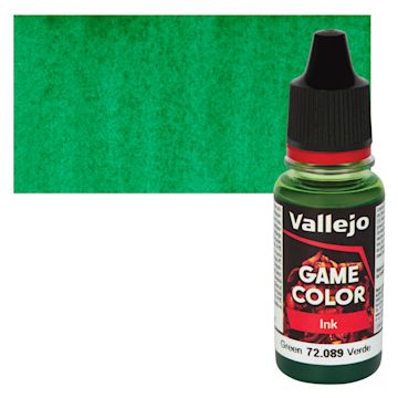 Open in modal - Vallejo Game Color Acrylic Ink - Green 18 ml Bottle and Swatch