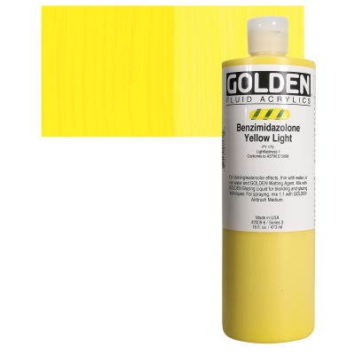 Golden Fluid Acrylics - Benzimidazolone Yellow Light, 16 oz bottle