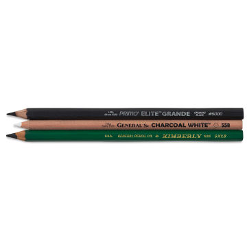 General's Black & White Pencil Set - Components of Set of 3 pencils shown horizontally