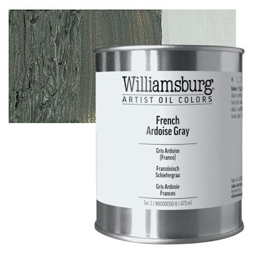 Open in modal - Williamsburg Handmade Oil Paint - French Ardiose Grey, 16 oz can and swatch