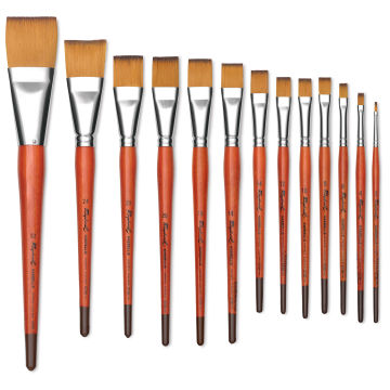 Raphaël Kaërell Synthetic Sable Brushes, fanned out flat short handle brushes