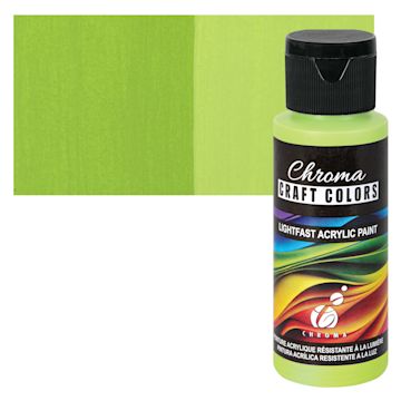 Open in modal - Chroma Craft Colors Acrylic Paint - Spring Green, swatch and bottle