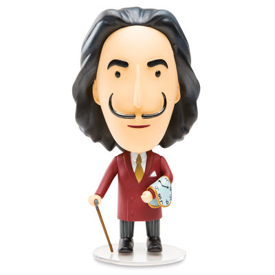 Art History Heroes Figurine - Salvador Dali figurine standing with cane and melting clock on arm