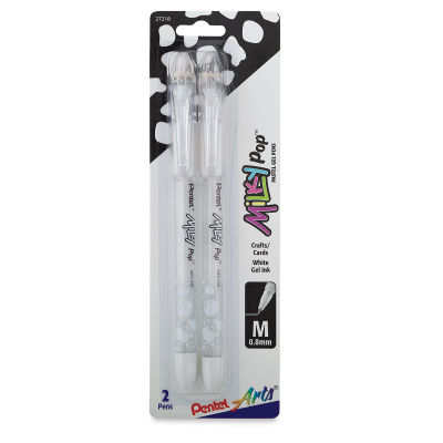 Pentel Milky Pop Pen Set - FRont of blister package of 2 pc White Pen Set
