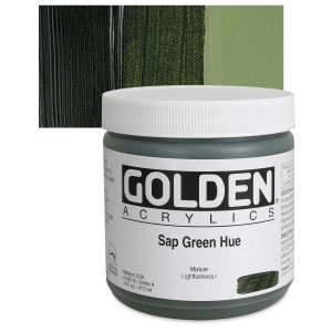 Golden Heavy Body Artist Acrylics - Sap Green Historic Hue, 16 oz Jar