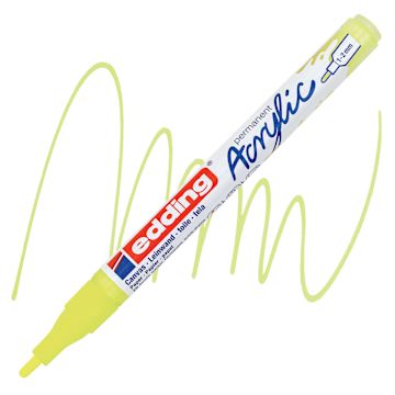 Open in modal - Edding Acrylic Paint Marker - Neon Yellow 065, Fine marker and swatch