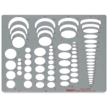 Open in modal - Chartpak Pickett Ellipses Templates - front view of 4-in-1 Ellipse Template