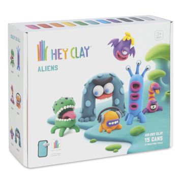 Open in modal - Fat Brain Toys Hey Clay Kit - Aliens - front of packaging