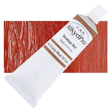 Open in modal - CAS AlkydPro Fast-Drying Alkyd Oil Color - Venetian Red, 70 ml tube and swatch