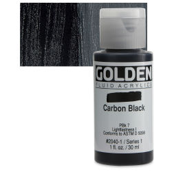 Golden Fluid Acrylics - Carbon Black, 1 oz bottle