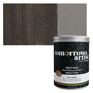 Open in modal - Tomorrow's Artist Eco-Friendly Heavy Body Acrylic Paint - Raw Umber, 100 ml jar and swatch