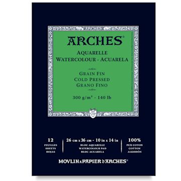 Open in modal - Arches Watercolor Pad - 10" x 14", 140 lb, Cold Press, Fold-over, 12 Sheets