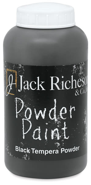 Richeson Powdered Tempera Paint - Front view of Black 1 lb jar