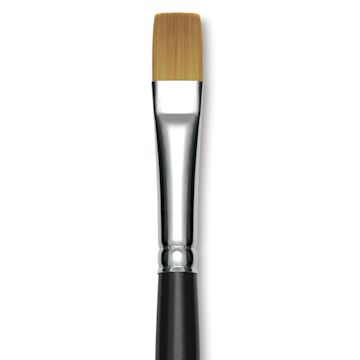 Open in modal - Trekell Synthetic Gold Taklon Brush - Bright, Long Handle, Size 12, close-up
