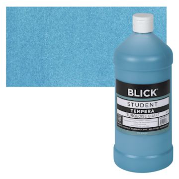 Open in modal - Blick Original Formula Student Tempera Paint - Turquoise, 32 oz bottle and swatch