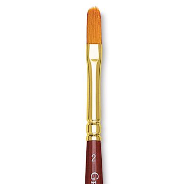 Open in modal - Grumbacher Goldenedge Brush - Filbert, Short Handle, Size 2 close up