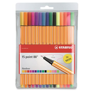 Open in modal - Stabilo Point 88 Fineliner Pen Set - Assorted Colors, Wallet, Set of 15