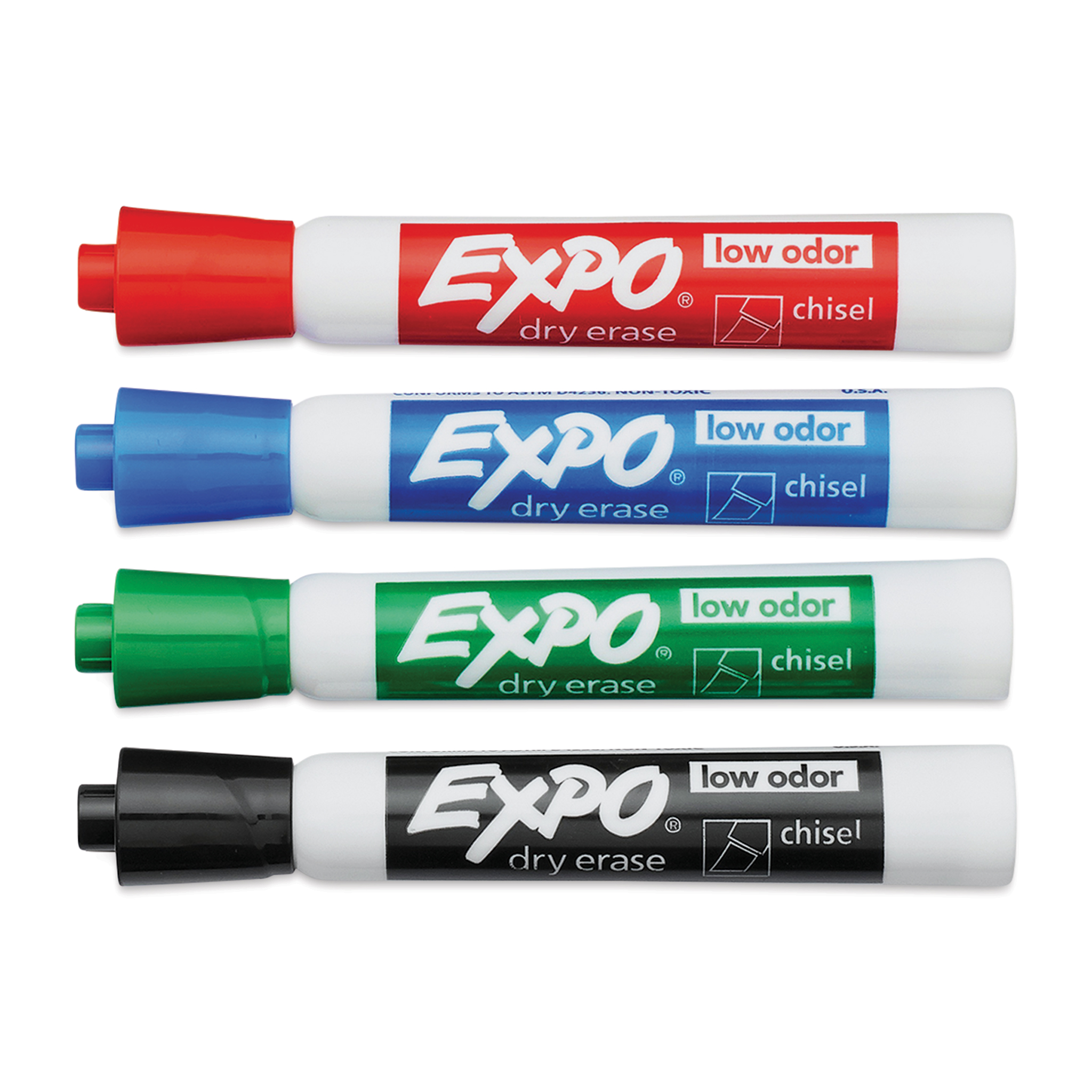 BIC Magic Marker Dry Erase Markers, Bold Chisel Tip -Red, Black, Blue,  Green - 4/Set