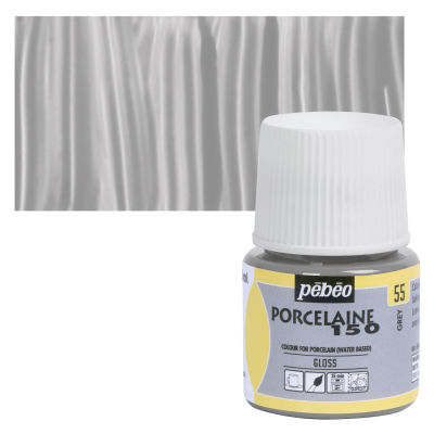 Pebeo Porcelaine 150 Paint - Grey, Opaque, 45 ml bottle (swatch and bottle)
