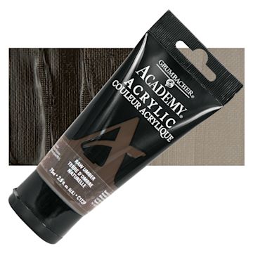 Open in modal - Grumbacher Academy Acrylic - Raw Umber, 75 ml tube and swatch