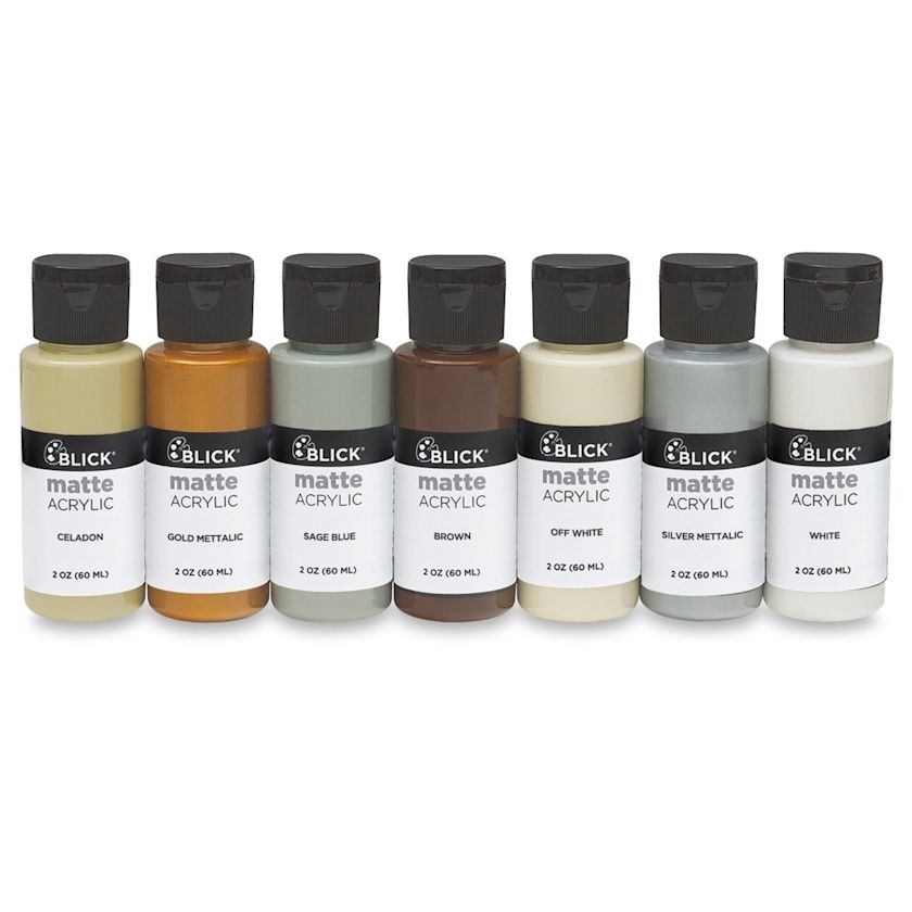 Blick Matte Acrylics - Neutral Colors, Set Of 7, 2 Oz Bottles 