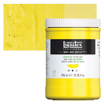Open in modal - Liquitex Heavy Body Artist Acrylic - Cadmium-Free Yellow Light, 32 oz Jar and swatch