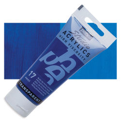 Pebeo High Viscosity Acrylics - Phthalocyanine Blue, 100 ml, Swatch with Tube