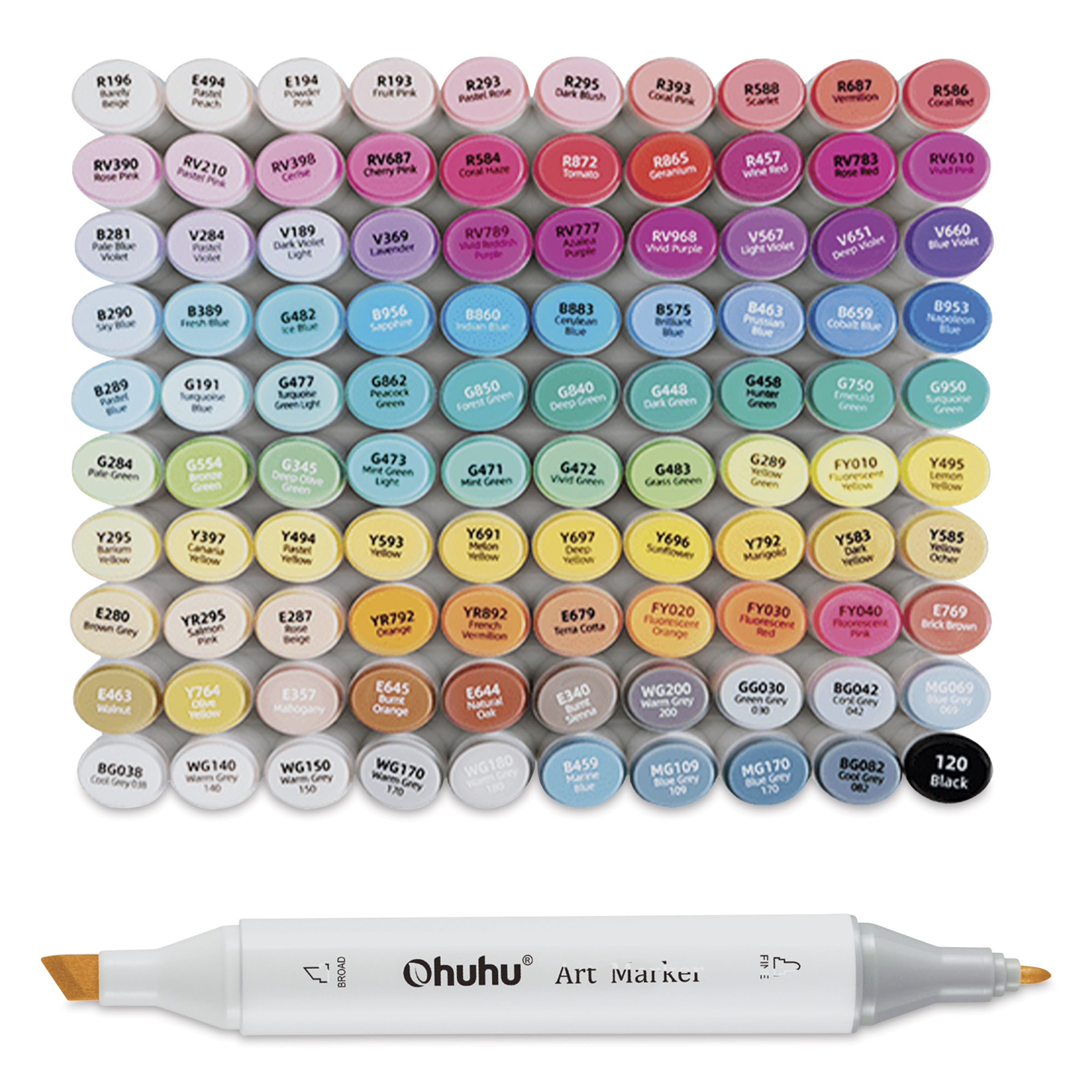 Ohuhu Oahu Dual-Tip Marker Set - Set of 100, Assorted Colors