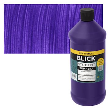 Open in modal - Blick Student Tempera Paint - Violet, 32 oz bottle and swatch