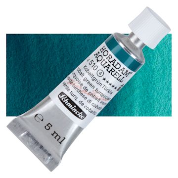 Open in modal - Schmincke Horadam Aquarell Watercolor - Cobalt Green Turquoise, 5 ml tube and swatch