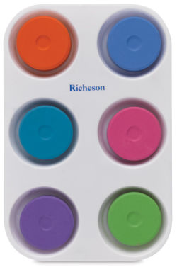 Richeson Tempera Cakes in Tray - Large, Secondary Colors, Set of 6 