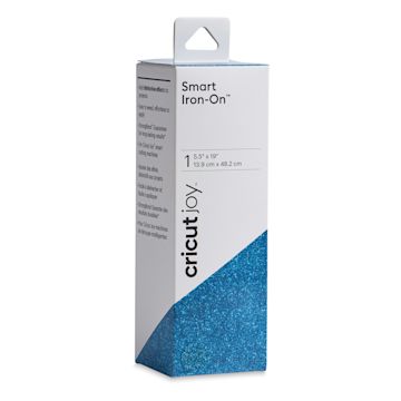 Open in modal - Cricut Joy Smart Iron-On - Glitter Aqua, 5-1/2" x 19", Roll (In packaging)